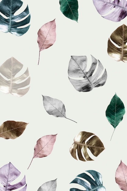 Free Vector metallic split leaf philodendron patterned background