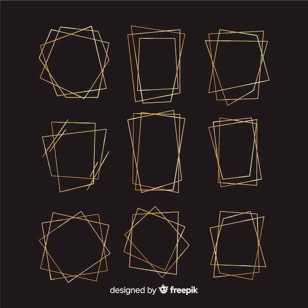 Free vector metallic texture gold frame set