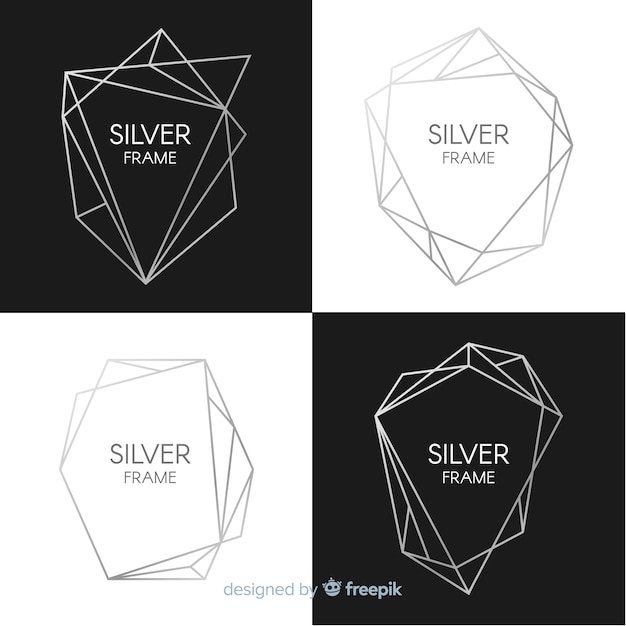 Free Vector metallic texture silver frame set