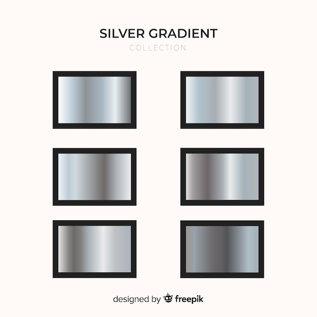 Free Vector metallic texture silver gradient set