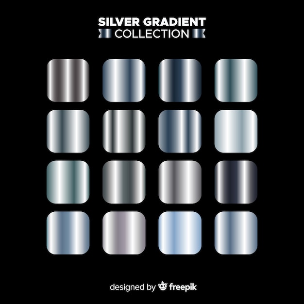 Free Vector metallic texture silver gradient set