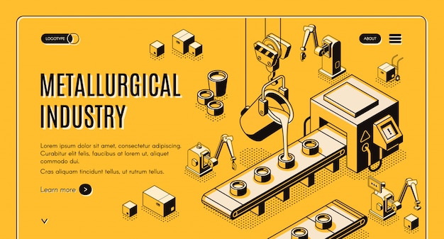 Free Vector metallurgical industry technologies isometric vector web banner