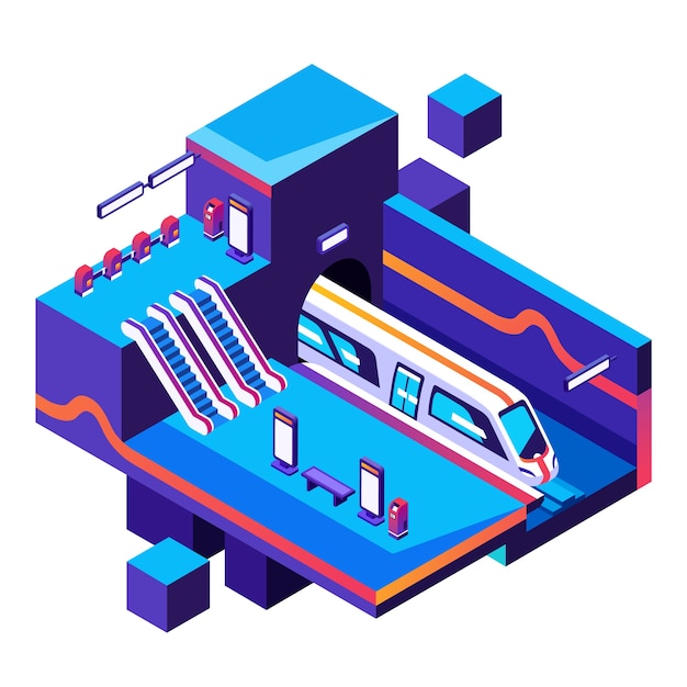 Free Vector metro train station illustration in cross section.