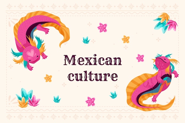 Mexican culture hand drawn flat dragon illustration