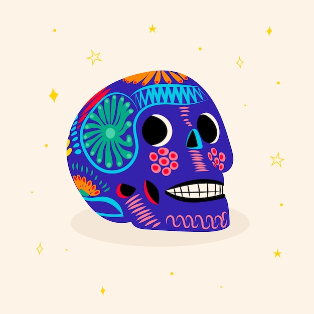 Free Vector mexican culture hand drawn flat skull illustration