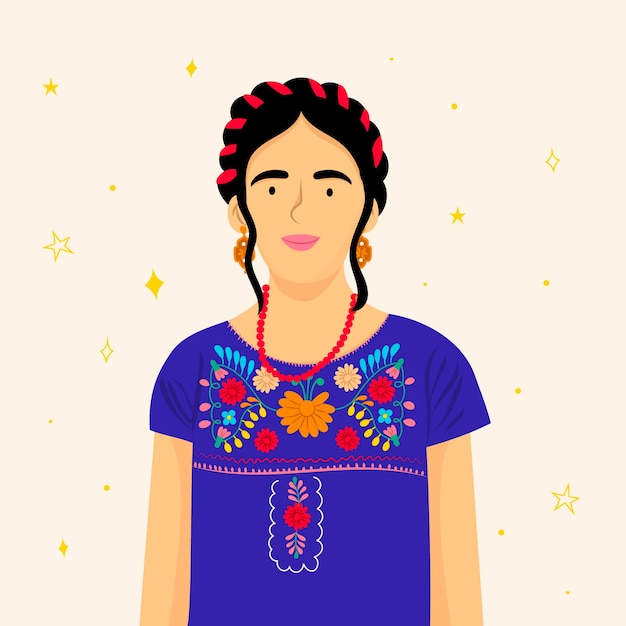 Free Vector mexican culture hand drawn flat woman illustration