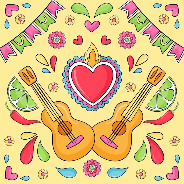 Free Vector mexican culture hand drawn illustration