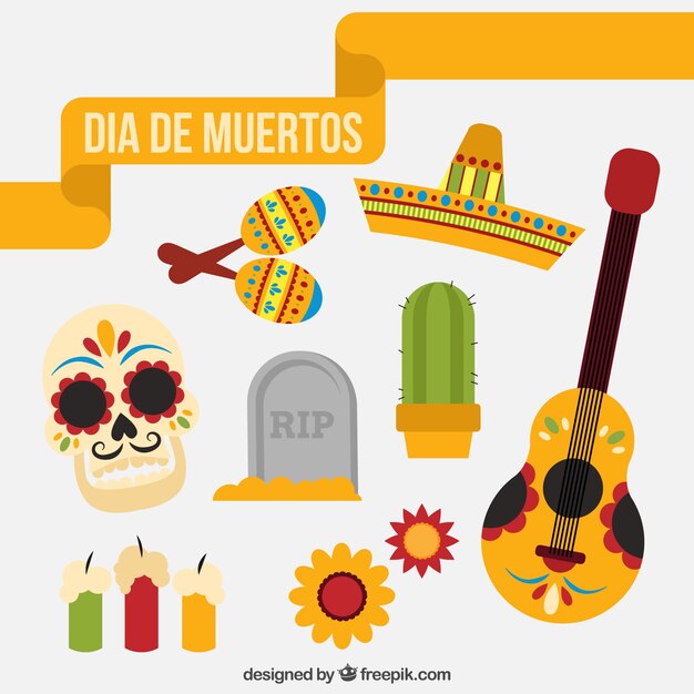 Mexican elements with flat design