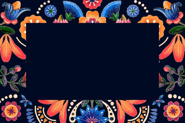 Free Vector mexican ethnic flower frame illustration