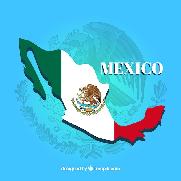 Free Vector mexican flag background with map