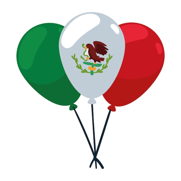 Free vector mexican flag balloons decoration illustration isolated