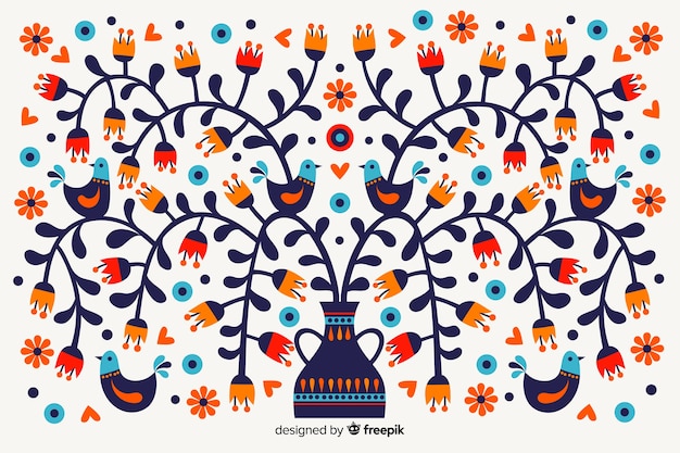 Free Vector mexican floral embroidery background