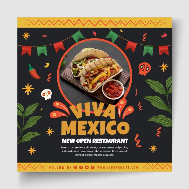 Mexican food flyer template with photo