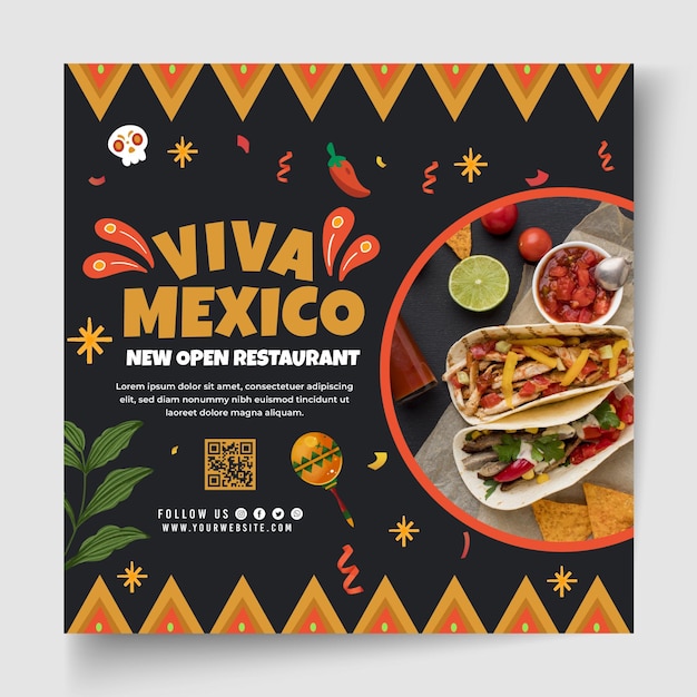 Mexican food flyer template with photo