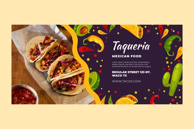 Mexican food horizontal banner template