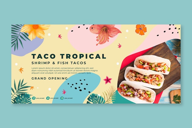 Mexican food horizontal banner template