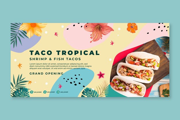 Mexican food horizontal banner template