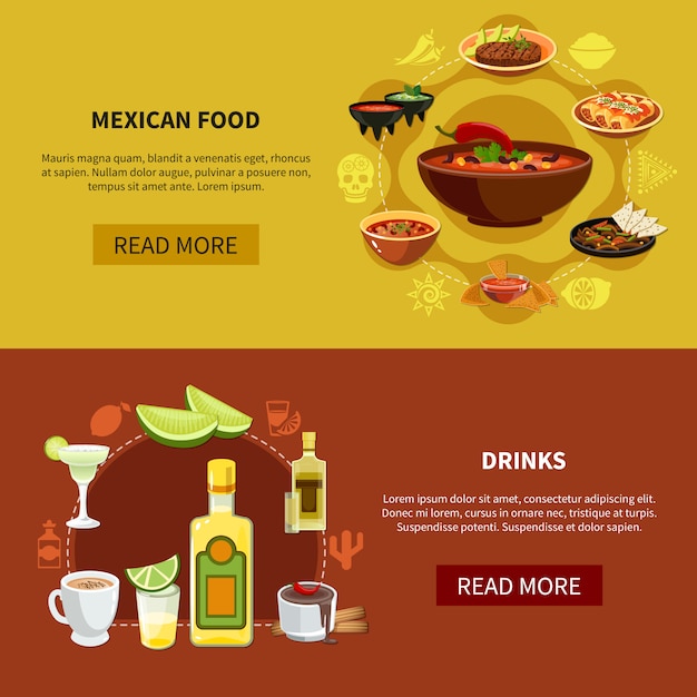 Mexican food horizontal banners