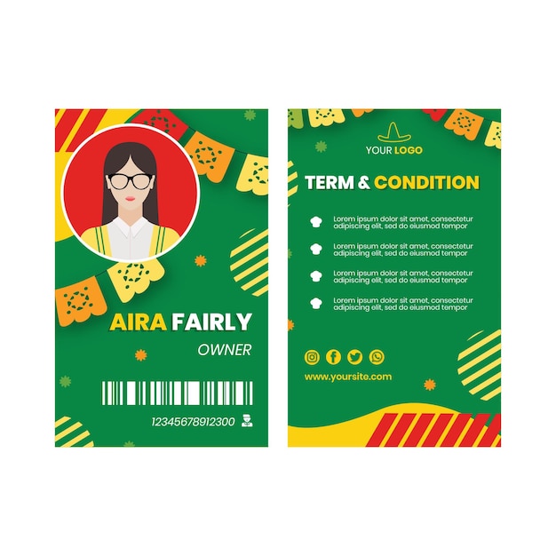 Mexican food id card template