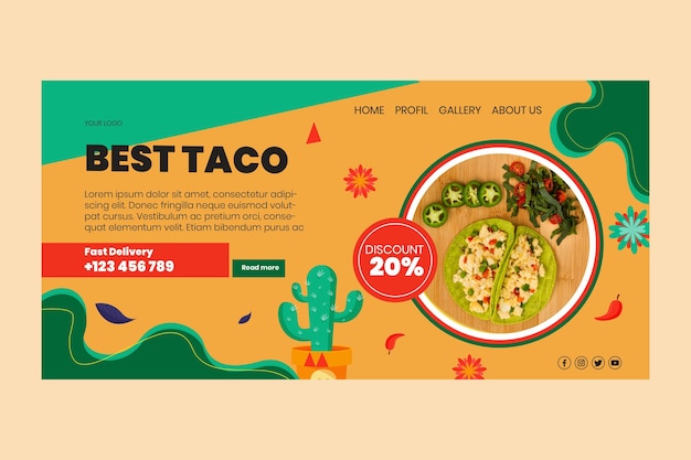 Free Vector mexican food landing page