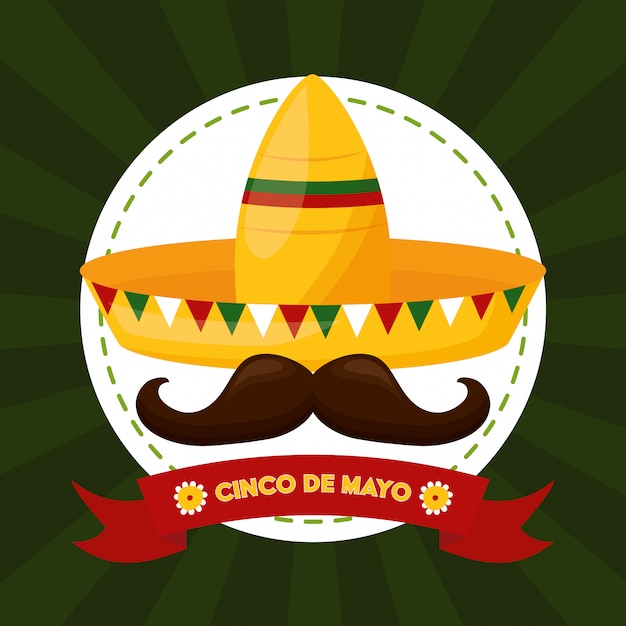 Mexican food and mustache, Cinco de mayo, Mexico illustration