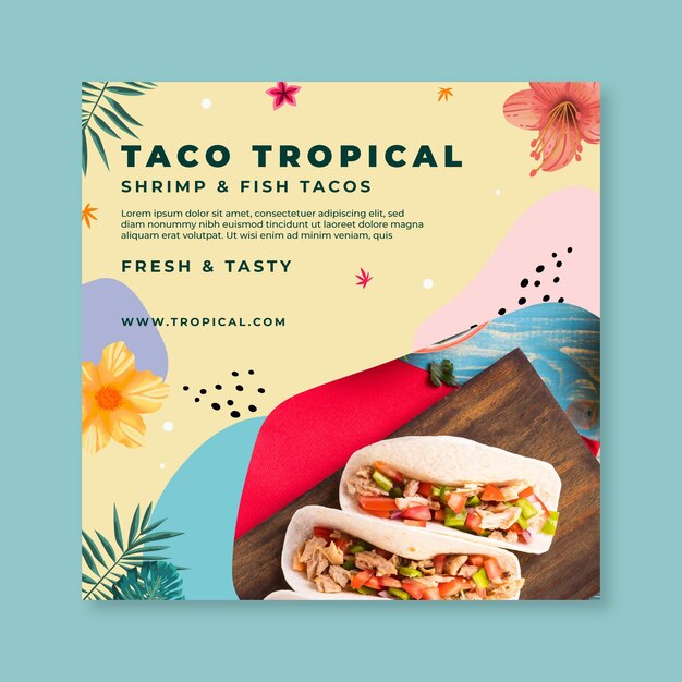 Mexican food squared flyer template