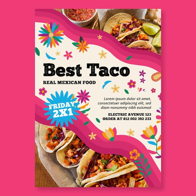 Mexican food vertical flyer template