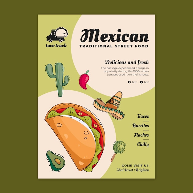 Mexican food vertical flyer template