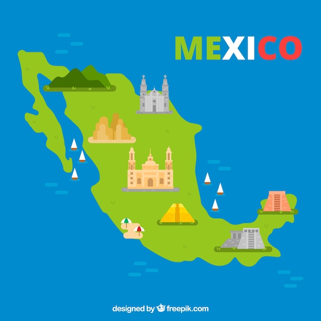 Mexican map with elements background