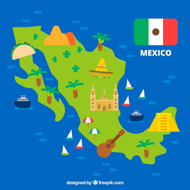 Mexican map with elements background