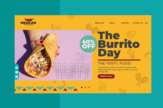 Free Vector mexican restaurant landing page