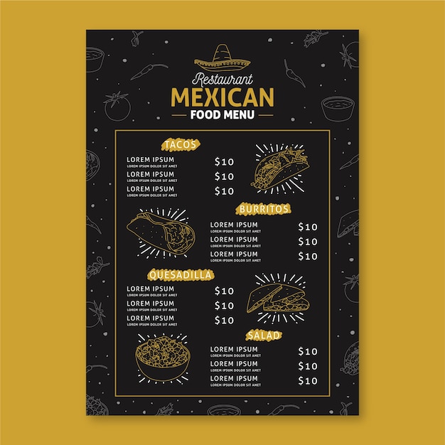 Mexican restaurant menu template