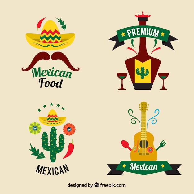 Free Vector mexican restaurants logo set