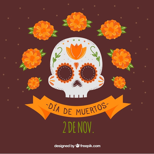 Mexican skull with hand drawn style