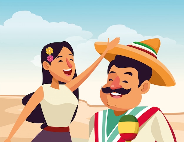 Free Vector mexican traditional culture icon cartoon