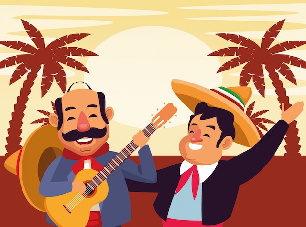 Free Vector mexican traditional culture icon cartoon