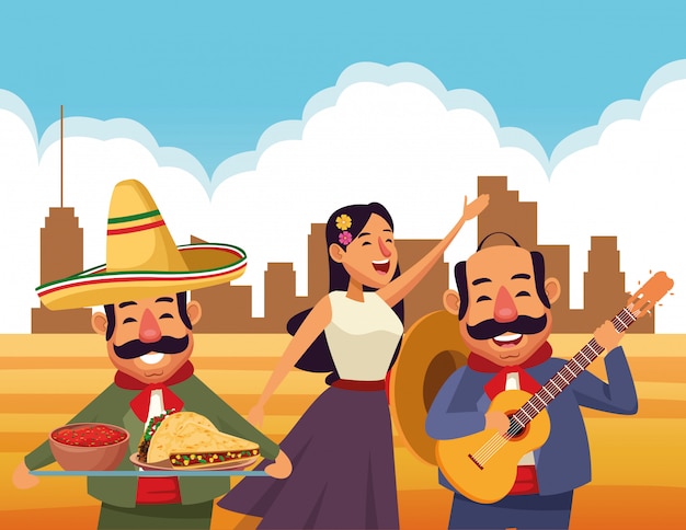 Free Vector mexican traditional culture icon cartoon