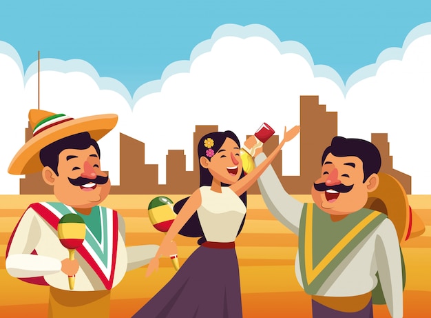 Free Vector mexican traditional culture icon cartoon