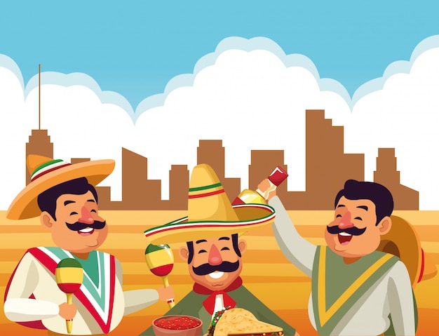 Mexican traditional culture icon cartoon