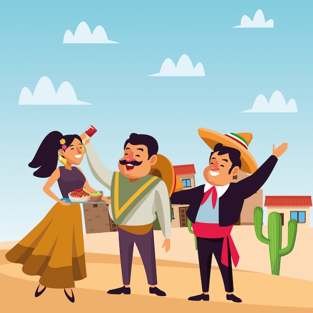 Mexican traditional culture icon cartoon