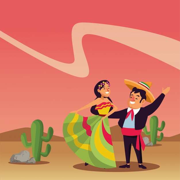 Mexican traditional culture icon cartoon