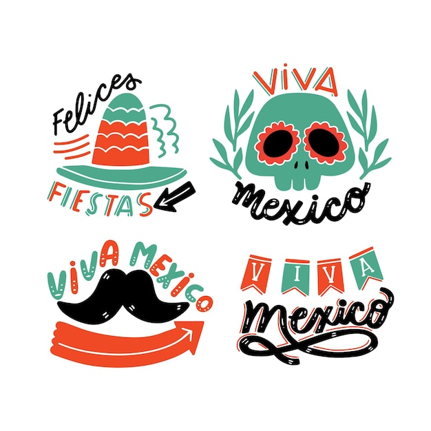 Free Vector mexican war of independence badges set