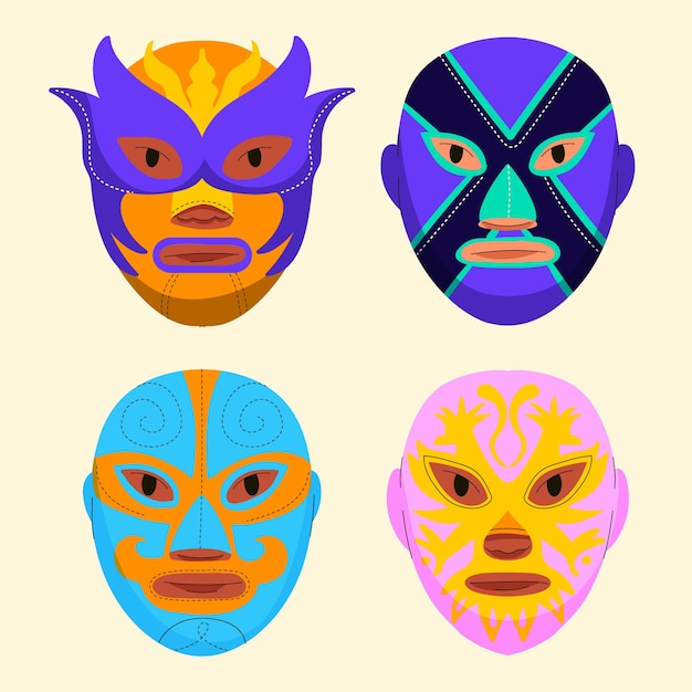 Mexican wrestler element collection design template