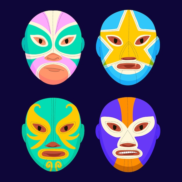 Free Vector mexican wrestler element collection design template