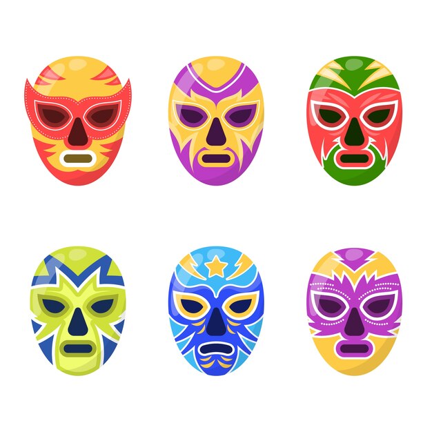 Mexican wrestler element collection design template