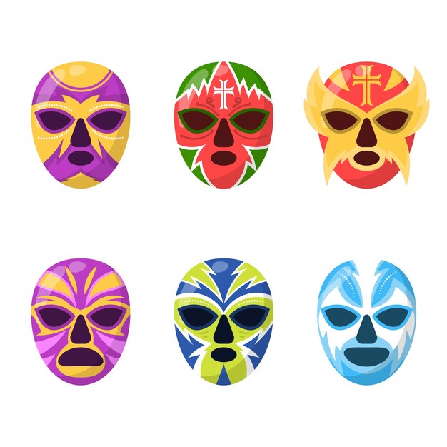 Mexican wrestler element collection design template