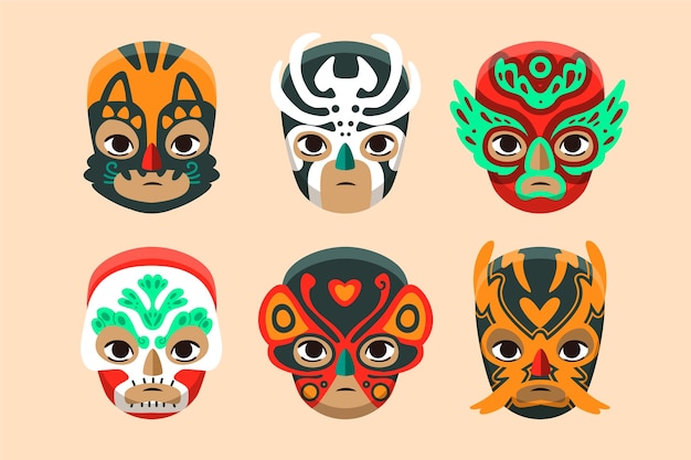 Free Vector mexican wrestler element collection