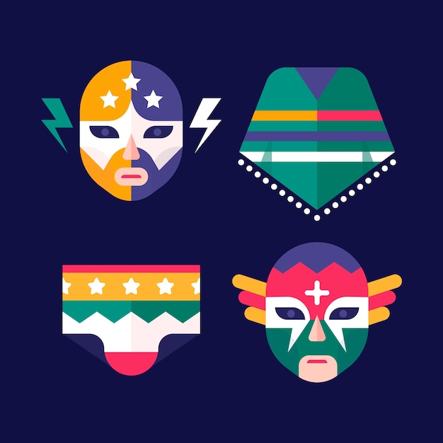 Free Vector mexican wrestler element collection