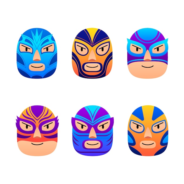 Free Vector mexican wrestler element collection