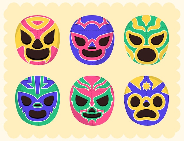 Free Vector mexican wrestler element collection